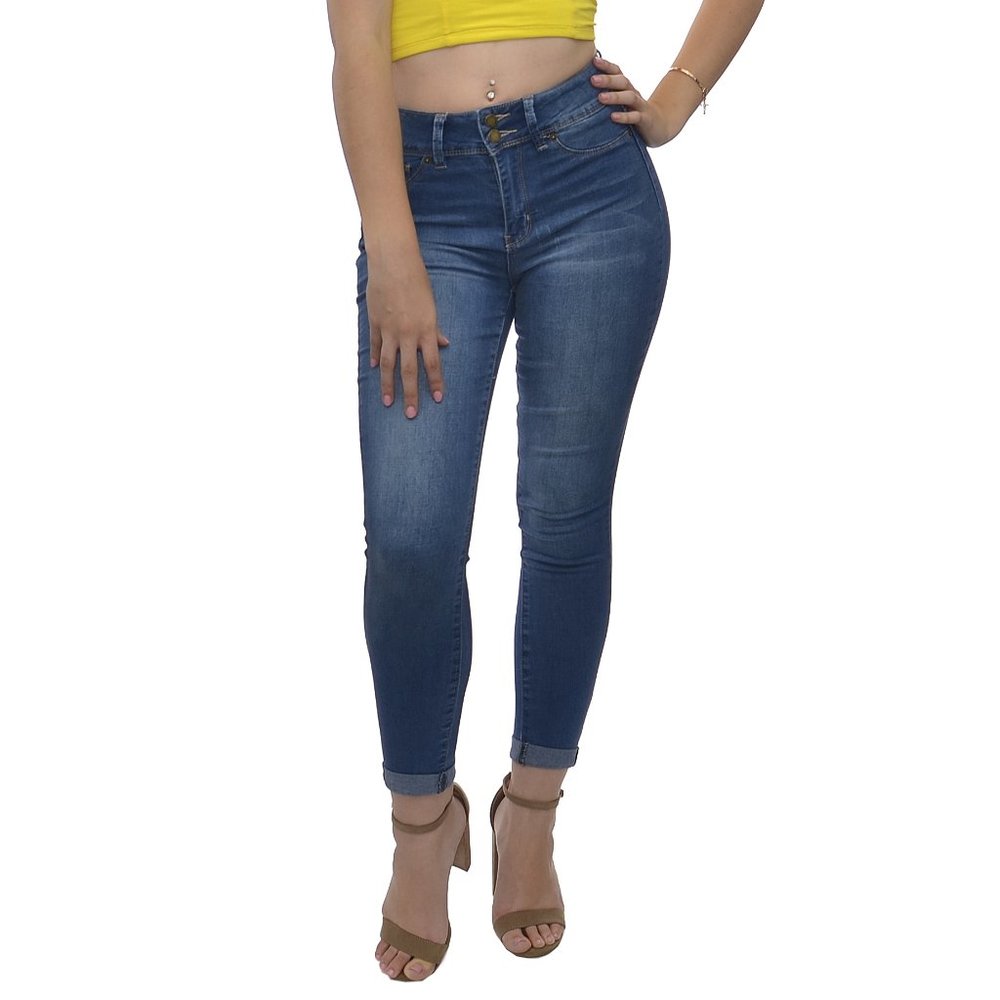 JUNIOR  2-BUTTON MID-RISE ROLLED CUFF ANKLE